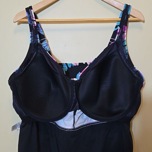 Lands End Women's Tankini Swim Top‎ Size 24W Floral Twist Front Underwire - Picture 12 of 16